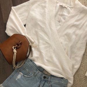 OUTFIT: Sweater, Denim shorts, bag, necklace